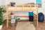 Lit mezzanine pour enfant 140 x 200 cm | Bois massif: Hêtre | Laqué Naturel | convertible en lit simple | Qualité premium | incl. sommier à lattes Abbildung