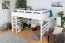 Blances Enfant-Lit mezzanine 160 x 200 cm | Bois massif: Hêtre | Laqué Blanc | convertible en lit simple | Qualité premium | incl. sommier à lattes Abbildung