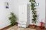 Armoire | 2 portes battantes | 2 tiroirs | 1 casier | avec tringle à vêtements | 80 cm de large | Bois massif | Couleur: Blanc Abbildung