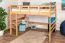 Lit mezzanine pour adolescents 140 x 200 cm | Bois massif: Hêtre | Laqué Naturel | convertible en lit simple | Qualité premium | incl. sommier à lattes Abbildung