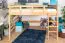 Lit mezzanine pour adolescents 160 x 190 cm | Bois massif: Hêtre | Laqué Naturel | convertible en lit simple | Qualité premium | incl. sommier à lattes Abbildung