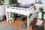 Large Lit mezzanine pour adolescents 160 x 200 cm | Bois massif: Hêtre | Laqué Blanc | convertible en lit simple | Qualité premium | incl. sommier à lattes Abbildung