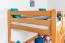 Lit mezzanine pour adolescents 120 x 190 cm | Bois massif: Hêtre | Laqué Naturel | convertible en lit simple | Qualité premium | incl. sommier à lattes Abbildung