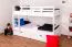 90 x 200 cm Lit superposé avec espace de rangement / 2 tiroirs pour adolescents Bois massif: Hêtre | Laqué Blanc | convertible en 2 lits simples | Qualité premium | Incl. Sommier à lattes déroulable Abbildung