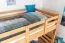 Lit mezzanine pour adolescents 120 x 190 cm | Bois massif: Hêtre | Laqué Naturel | convertible en lit simple | Qualité premium | incl. sommier à lattes Abbildung