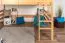 Large Lit mezzanine pour adolescents 160 x 200 cm | Bois massif: Hêtre | Laqué Naturel | convertible en lit simple | Qualité premium | incl. sommier à lattes Abbildung