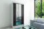 100 cm de large Armoire à portes coulissantes avec 2 portes | 5 casiers | 2 tringles à vêtements | Couleur : Blanc / Noir Abbildung