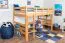 Lit mezzanine pour adolescents 120 x 190 cm | Bois massif: Hêtre | Laqué Naturel | convertible en lit simple | Qualité premium | incl. sommier à lattes Abbildung