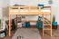 Large Lit mezzanine pour adolescents 160 x 200 cm | Bois massif: Hêtre | Laqué Naturel | convertible en lit simple | Qualité premium | incl. sommier à lattes Abbildung