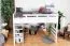 Large Lit mezzanine pour adolescents 160 x 200 cm | Bois massif: Hêtre | Laqué Blanc | convertible en lit simple | Qualité premium | incl. sommier à lattes Abbildung
