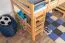 Lit mezzanine pour adolescents 120 x 190 cm | Bois massif: Hêtre | Laqué Naturel | convertible en lit simple | Qualité premium | incl. sommier à lattes Abbildung