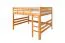 Large Lit mezzanine pour adolescents 160 x 200 cm | Bois massif: Hêtre | Laqué Naturel | convertible en lit simple | Qualité premium | incl. sommier à lattes Abbildung