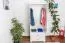 Armoire | 2 portes battantes | 2 tiroirs | 1 casier | avec tringle à vêtements | 80 cm de large | Bois massif | Couleur: Blanc Abbildung
