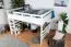 Large Lit mezzanine pour adolescents 160 x 200 cm | Bois massif: Hêtre | Laqué Blanc | convertible en lit simple | Qualité premium | incl. sommier à lattes Abbildung