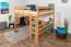 Large Lit mezzanine pour adolescents 160 x 200 cm | Bois massif: Hêtre | Laqué Naturel | convertible en lit simple | Qualité premium | incl. sommier à lattes Abbildung