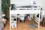 Large Lit mezzanine pour adolescents 160 x 200 cm | Bois massif: Hêtre | Laqué Blanc | convertible en lit simple | Qualité premium | incl. sommier à lattes Abbildung