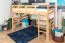 Lit mezzanine pour adolescents 160 x 190 cm | Bois massif: Hêtre | Laqué Naturel | convertible en lit simple | Qualité premium | incl. sommier à lattes Abbildung