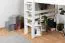 Large Lit mezzanine pour adolescents 160 x 200 cm | Bois massif: Hêtre | Laqué Blanc | convertible en lit simple | Qualité premium | incl. sommier à lattes Abbildung