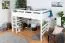Large Lit mezzanine pour adolescents 160 x 200 cm | Bois massif: Hêtre | Laqué Blanc | convertible en lit simple | Qualité premium | incl. sommier à lattes Abbildung