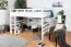 Large Lit mezzanine pour adolescents 160 x 200 cm | Bois massif: Hêtre | Laqué Blanc | convertible en lit simple | Qualité premium | incl. sommier à lattes Abbildung