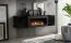 Armoire suspendue et commode avec cheminée Hompland 124, Couleur : Noir - Dimensions : 150 x 160 x 40 cm (h x l x p)
