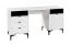 Bureau moderne blanc Ranhuil 03 | 3 tiroirs, 1 porte | 76 x 110 x 50 cm | Pieds métal noir