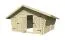 Abri en bois / Abri de jardin en bois de pin, toit à deux versants, Maison en madriers de 40 mm, double porte, rabotée, espaces d'aération entre les planches du mur, surface au sol : 17,47 m², dimensions extérieures : 418 x 418 cm