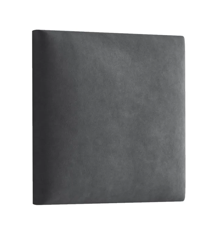 Panneaux rembourrés, lot de 10, Couleur : Anthracite, Revêtement : Velours, dimensions : 30 x 30 cm