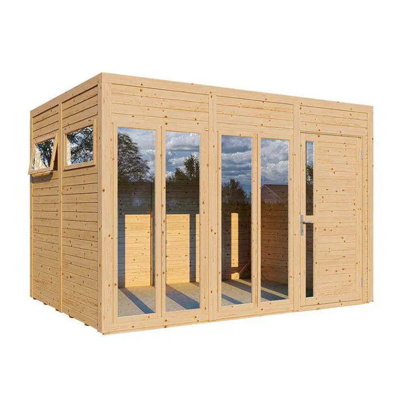 Bois-Abri de jardin 2,4 x 3,36 mètres (incl. toit) | Laissé naturel | Abbildung