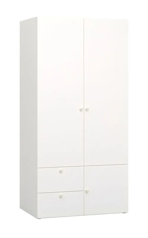 Armoire penderie Aenna 26 | LED intégrée | 202,5 x 100,5 x 60 cm | Blanc & Indigo | 2 tiroirs, 6 compartiments