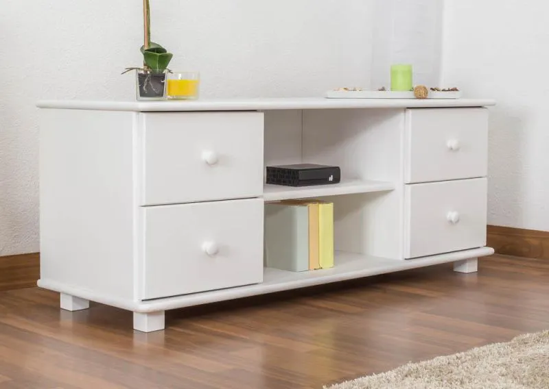 TV-Buffet bas Maison de campagne Bois massif Couleur: Blanc 55x136x47 cm Abbildung