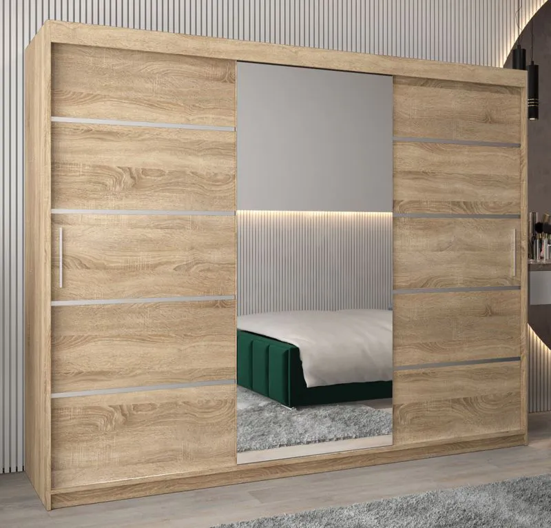 Grande 250 cm de large Armoire avec 10 casiers et 3 portes | Couleur: Chêne Sonoma Abbildung