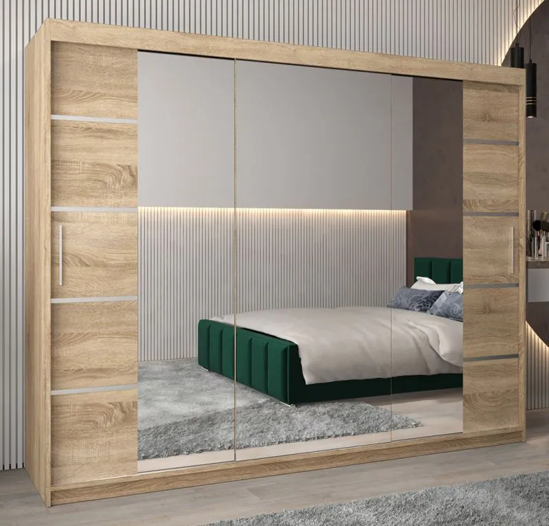 Grande 250 cm de large Armoire avec 3 portes | 10 casiers | Couleur: Chêne Sonoma Abbildung
