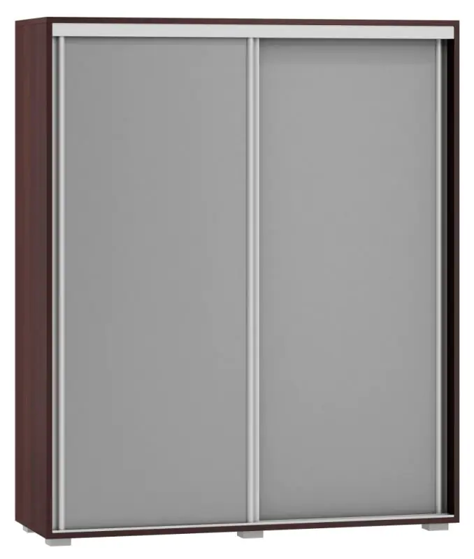 120 cm de large Armoire à portes coulissantes avec 2 portes | 5 casiers | tringle à vêtements | Couleur: Gris Abbildung