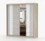 Armoire à portes coulissantes de 2 mètres de large / Penderie avec miroir / gris-blanc / chêne / Gorski 34 / 218 x 203 x 61 cm / 2 portes / 6 compartiments / moderne