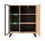 Meuble-paroi Nordkapp 01, couleur : Hickory Jackson / noir - dimensions : 192 x 320 x 45 cm (h x l x p), avec bio-cheminée noire et deux éclairages LED