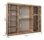 Penderie / Armoire à portes coulissantes / Couleur : Cachemire / 2,5 mètres de large / 10 compartiments / Deux portes miroir / Deux tringles à vêtements / Rails en aluminium
