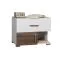 Table de chevet Bulolo 15 | Blanc & Noyer | 47 x 60 x 38 cm | 2 tiroirs spacieux | Design moderne