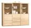 Vitrine Jussara 12, couleur : brun clair, chêne partiellement massif - 150 x 178 x 42 cm (h x l x p)