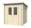 Abri de jardin Landau 19 mm Maison en madriers avec toit à une pente, avec toit en bois massif et carton bitumé, L : 198 x l : 208 cm