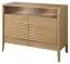 Petite commode avec éclairage LED Gorica 10, en chêne doré, 85 x 111 x 50 cm, système de fermeture douce, massif partiel, verre antisol bronze