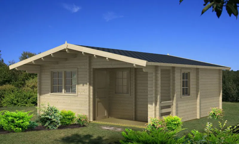 Abri de jardin Hochegg avec plancher - 70 mm Maison en madriers, surface au sol : 33,1 m², Toit à deux versants