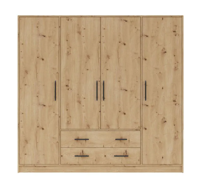Armoire moderne Hannut 18, Couleur : Chêne Artisan - dimensions : 190 x 200 x 56 cm (h x l x p)