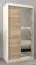 Armoire à portes coulissantes / Penderie Bisaurin 1C avec miroir, Couleur : Blanc mat / Chêne de Sonoma - Dimensions : 200 x 100 x 62 cm ( H x L x P)