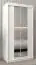 Armoire à portes coulissantes / Penderie Bisaurin 1B avec miroir, Couleur : Blanc mat - Dimensions : 200 x 100 x 62 cm ( H x L x P)