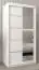 Armoire à portes coulissantes / Penderie Jan 01B avec miroir, Couleur : Blanc mat - Dimensions : 200 x 100 x 62 cm ( H x L x P)