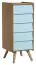 Commode Jorinde 11, couleur : chêne / bleu - Dimensions : 128 x 51 x 41 cm (h x l x p)