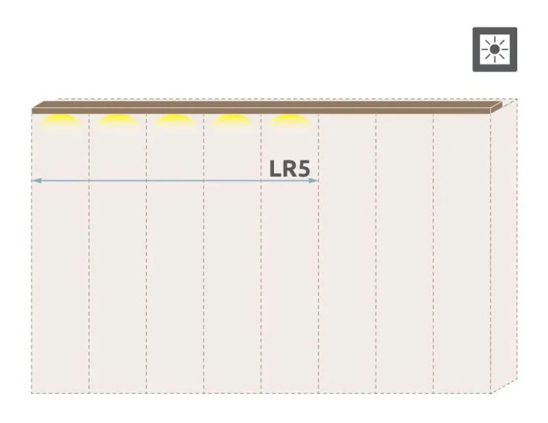 Cadre supérieur à LED pour armoire à portes battantes Gataivai / armoire et modules d'extension, Couleur : Noyer - Largeur : 227 cm