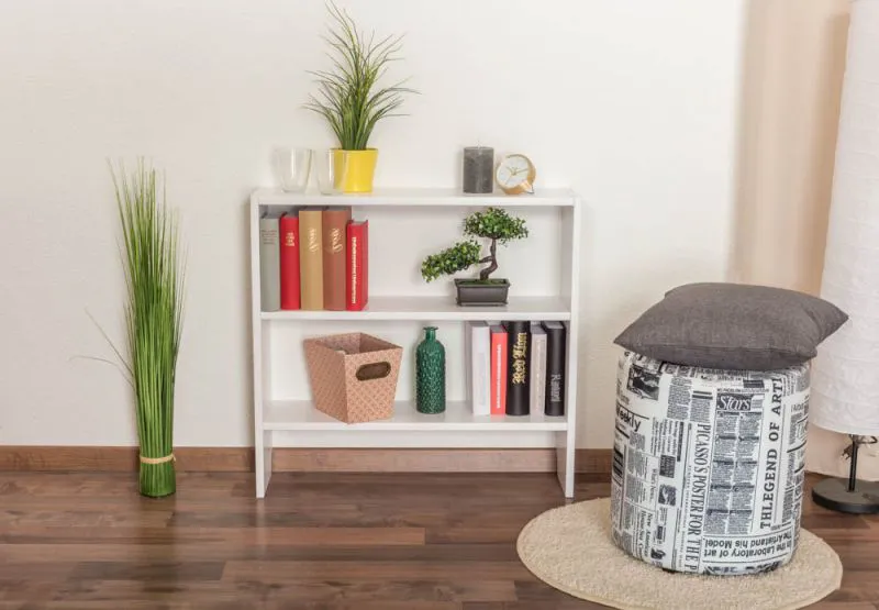 Étagère Easy Möbel S06 | Hêtre massif blanc laqué | 69 x 74 x 20 cm | Design moderne