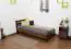 Lit simple / lit d'appoint en bois de pin massif, couleur noyer A24, sommier à lattes inclus - Dimensions 90 x 200 cm 